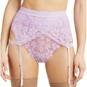 KIB KILO BRAVA Sexy Garter Belt 'Sweet Hitchhiker' Floral Lace Strappy Stretch